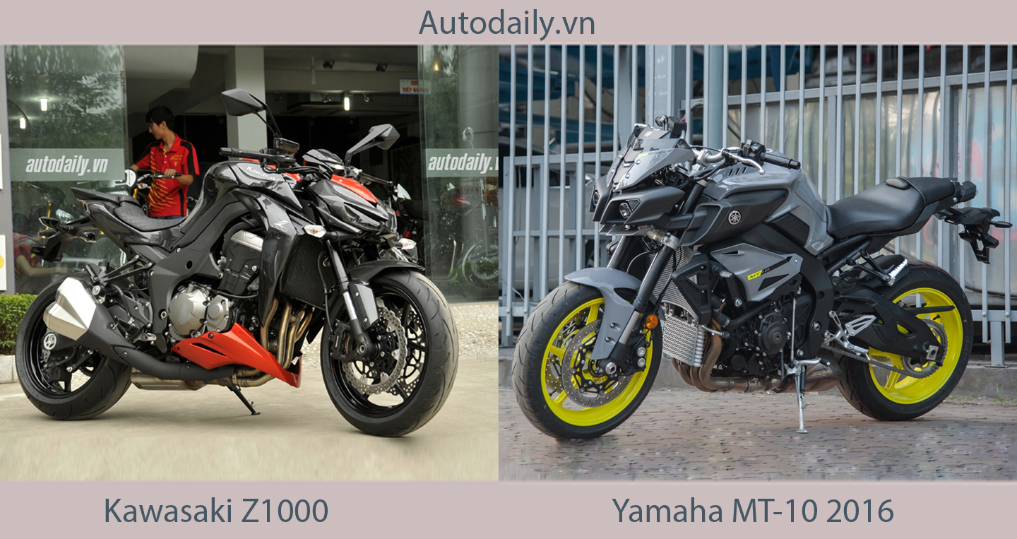 So sánh trực quan Yamaha MT-10 2016 và Kawasaki Z1000