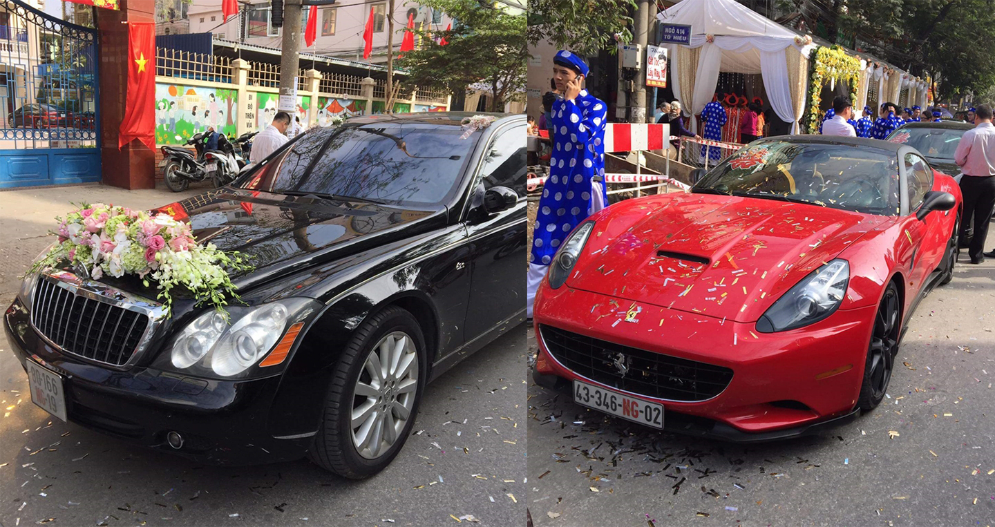 Dàn xe hoa toàn siêu xe trong lễ đính hôn Hoa hậu Thu Ngân