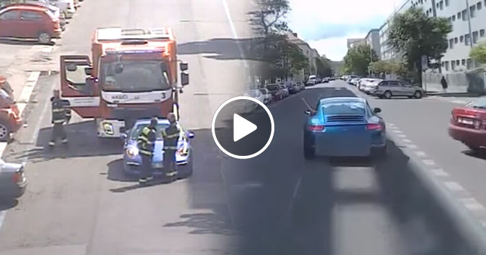 Lái Porsche cản đường xe cứu hỏa, tài xế trả giá đắt