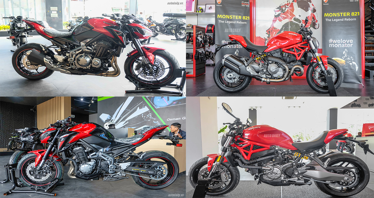So sánh nhanh Kawasaki Z900 2018 và Ducati Monster 821 2018