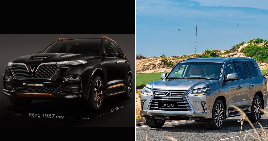 So sánh kích thước của VinFast President và Lexus LX570