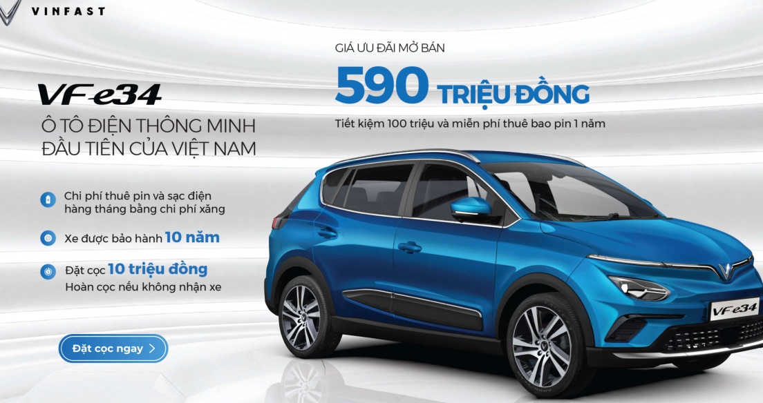Chính thức nhận đặt cọc VinFast VF e34 – ô tô điện thông minh đầu tiên của Việt Nam, giá ưu đãi 590 triệu