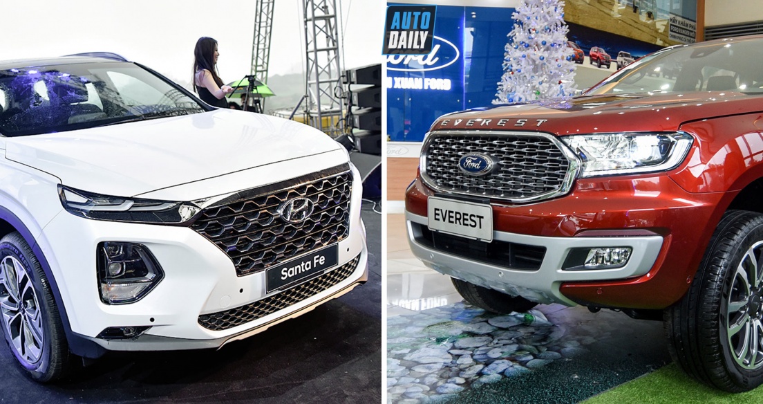 Phân khúc SUV 7 chỗ tháng 3/2021: Cuộc so kè của Hyundai Santa Fe và Ford Everest