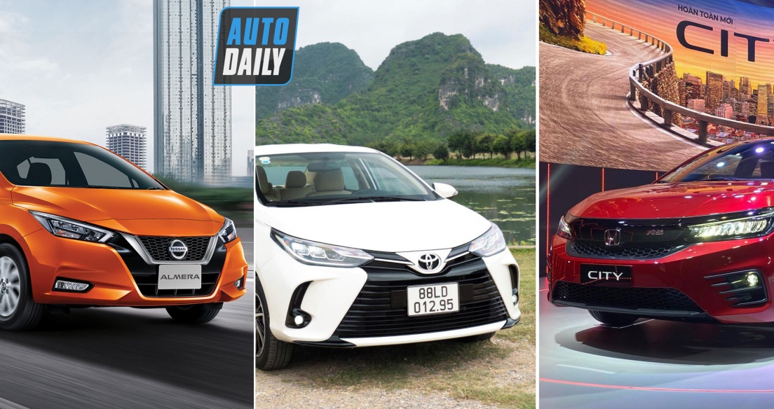 So sánh giá lăn bánh của Nissan Almera 2021 với Toyota Vios 2021 và Honda City 2021