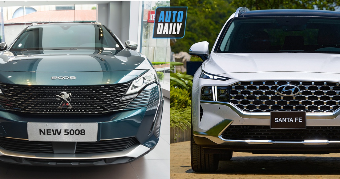 1,3 tỷ, chọn Peugeot 5008 GT hay Hyundai Santa Fe 2021 máy dầu Cao cấp?