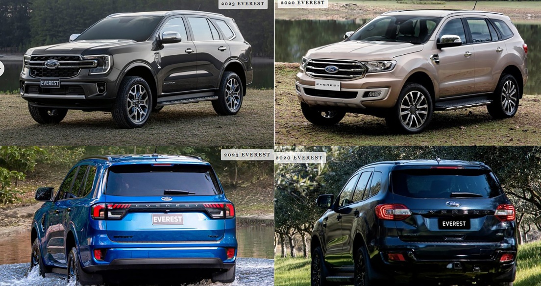 So sánh thiết kế của Ford Everest 2023 với phiên bản tiền nhiệm