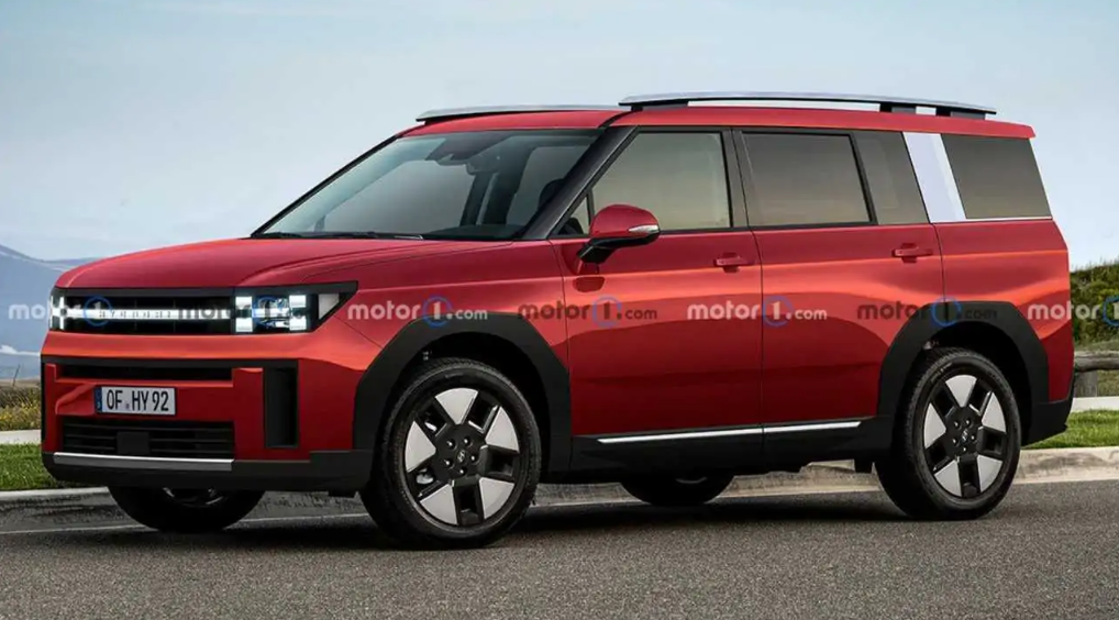 Ảnh phác họa thiết kế Hyundai Santa Fe 2024 dựa trên nguyên mẫu thử nghiệm