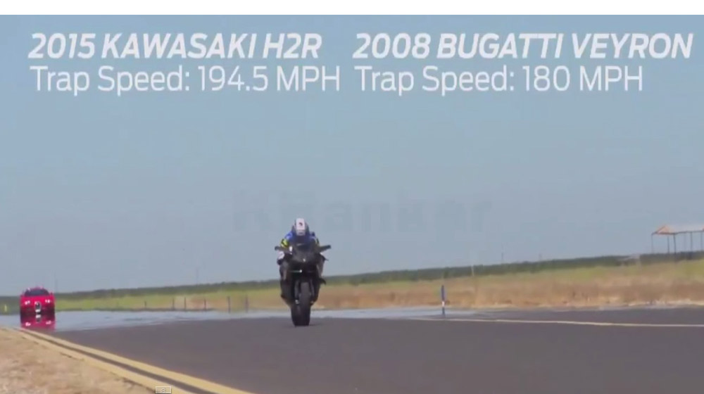 Video: Kawasaki Ninja H2R cho Bugatti Veyron 