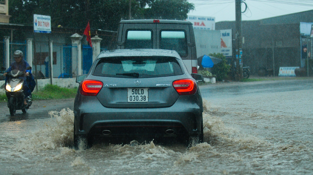 car submerged in water