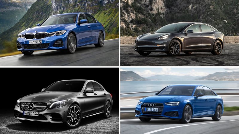 Compara BMW Serie 3, Audi A4, Mercedes-Benz Clase C 2019 y Tesla Model 3